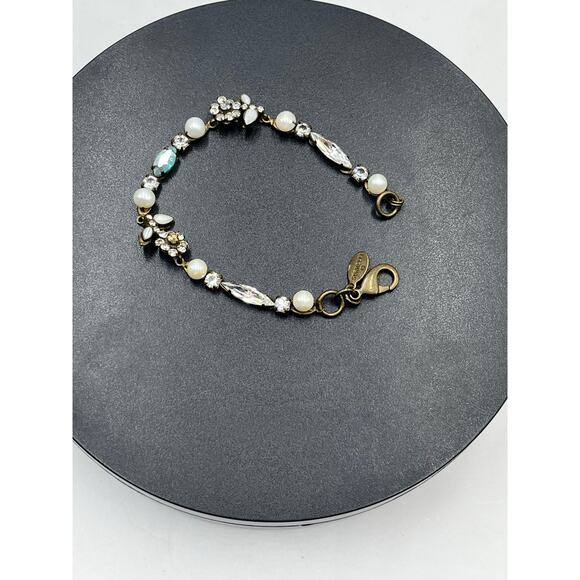 Sorrelli Clear Crystal Flower Blue Swarovski Antiqued Romantic Bracelet - Picture 9 of 11